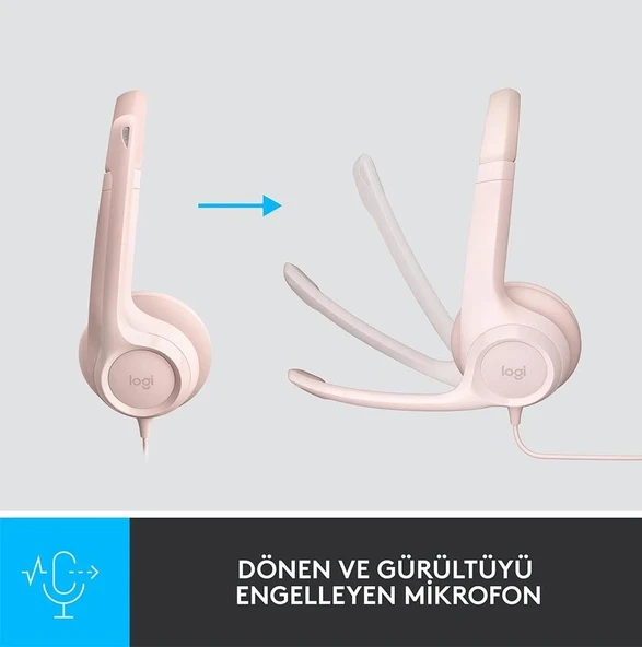 LOGITECH H390 MIKROFONLU PEMBE KULAKLIK 981-001281 ürün görseli 1