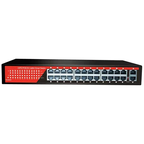 EZCOOL EZ-24PSF 24 PORT 24xFE+2xGE GİGABİT POE SWİTCH 320W ürün görseli 1