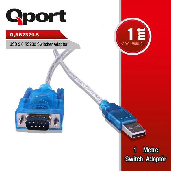 QPORT (Q-RS2321.5) USB2.0 TO RS232 CEVIRICI KABLO 1M ürün görseli 1