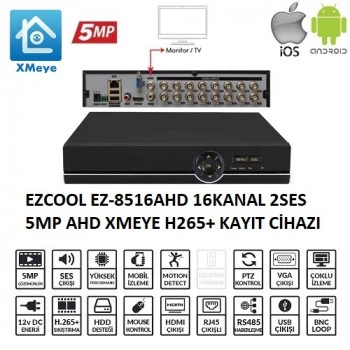 EZCOOL EZ-8516AHD 16 KANAL 5 MP 1HDD XMEYE KAYIT CİHAZI ürün görseli 1