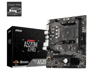 MSI A520M-A PRO DDR4 4600/1866Mhz M.2 M.ATX AM4 ürün görseli 1
