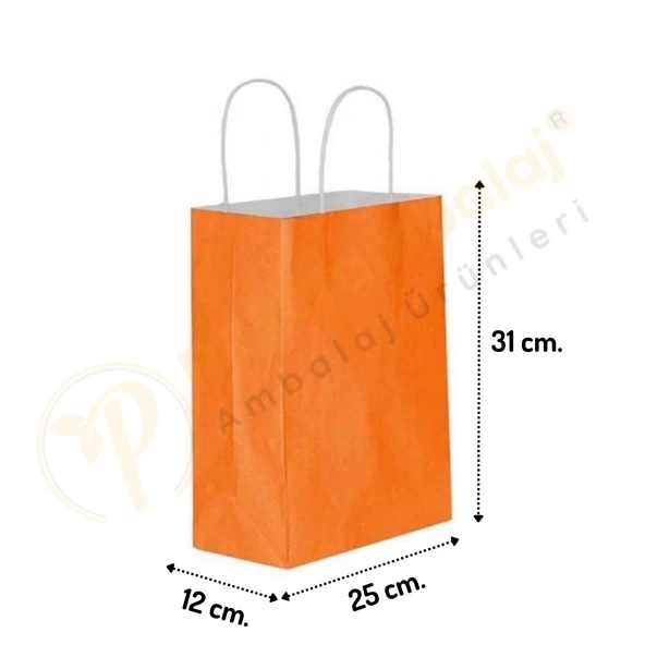 Turuncu Kraft Çanta Orta Boy 25x12x31 cm 25 Adet ürün görseli 1