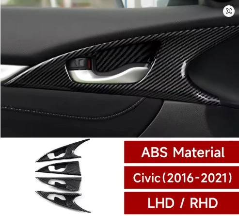 Honda Civic FC5 2016-2021 UYUMLU İç Kapı Kolu Çerçevesi Karbon Kalın Üründür ürün görseli 1