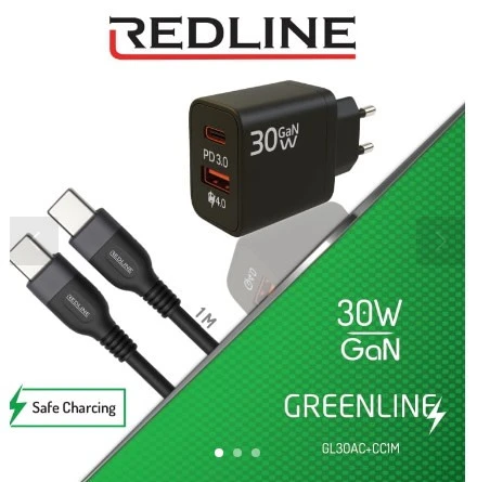 Redline Gl-35w-Cc Black Chargee Şarj Başlığı Ve Kablo Set Usb + Type-C To Type-C ürün görseli 1