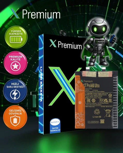 Xiaomi Mi 13T Pro (BM5S) Batarya Xpremium – 5000 mAh Süper Yüksek Kapasiteli Güçlendirilmiş Pil ürün görseli 1