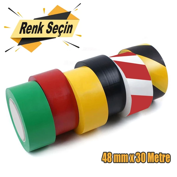 Yer İşaretleme Bandı Pvc Emniyet Zemin İkaz Bant 48 mm x 30 Metre ürün görseli 1