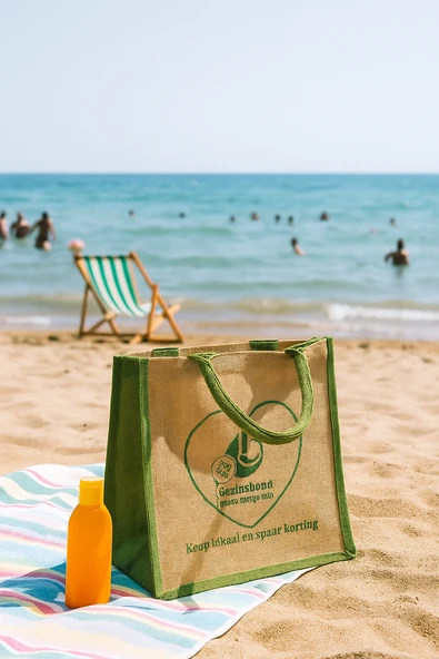 HitDukkan Hasır Plaj Çanta Piknik %100 Natural Jute Kumaş (30x30x8cm) ürün görseli 1