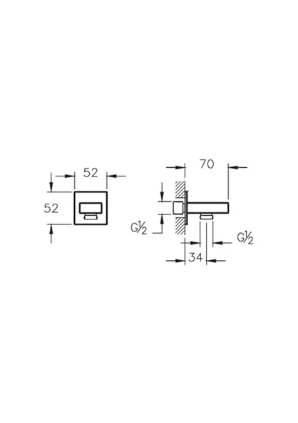 VitrA Root Square A45233 Ankastre El Duşu Çıkışı Krom - Resim 2