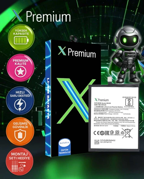 ​​Xiaomi Mi A2 BN36 Batarya Xpremium Pil Süper Yüksek Kalite 2910 mAh ürün görseli 1