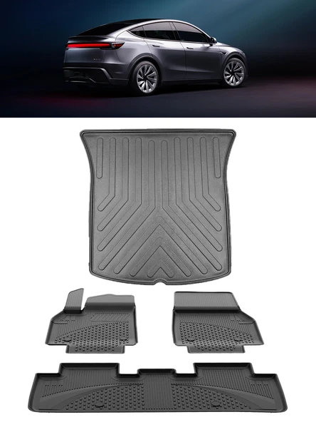 Sahler Premıum Tesla Model Y Juniper 2025 ve Sonrası 4.5D Paspas 3D Rizline Bagaj Havuzu Set ürün görseli 1