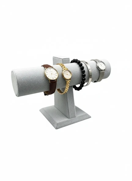 Tekli Süet Kumaş Gri Renk 22/16 cm Saat Bileklik Sergileme Standı ürün görseli 1