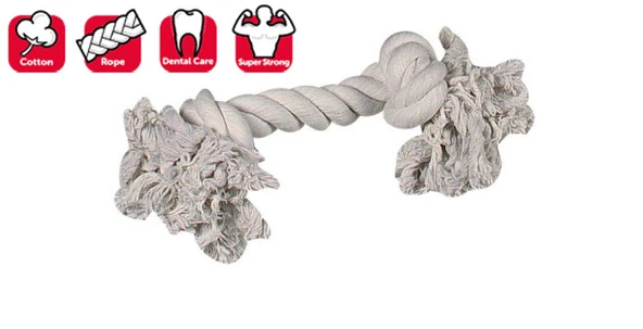Karlıe 2 Düğümlü İp Köpek Oyu. L 35 Cm Beyaz ürün görseli 1