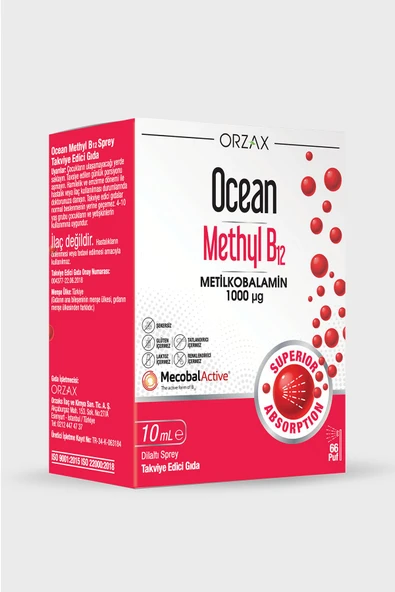 OCEAN Methyl B12 1000mcg 10ml Sprey ürün görseli 1