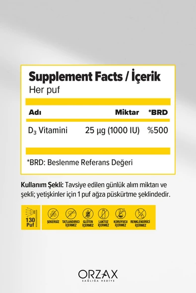 OCEAN Vitamin D3 1000IU 20ml Sprey - Resim 2