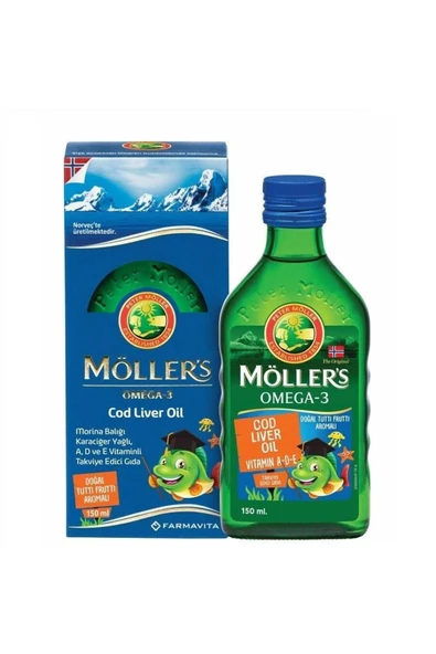 FARMAVİTA Möller's Cod Liver Oil Balık Yağı Şurubu 150ml Tutti Frutti ürün görseli 1