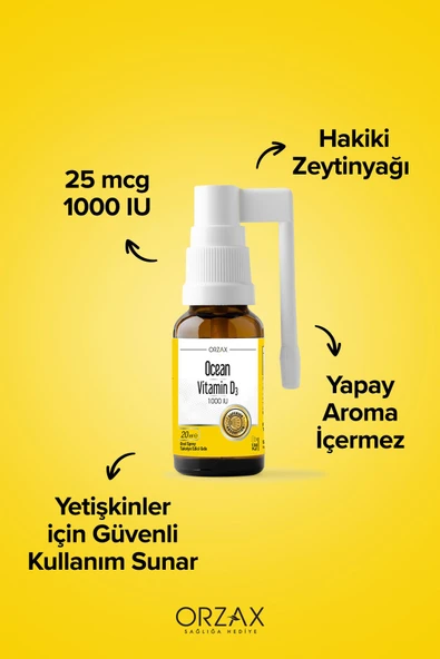 OCEAN Vitamin D3 1000IU 20ml Sprey - Resim 3