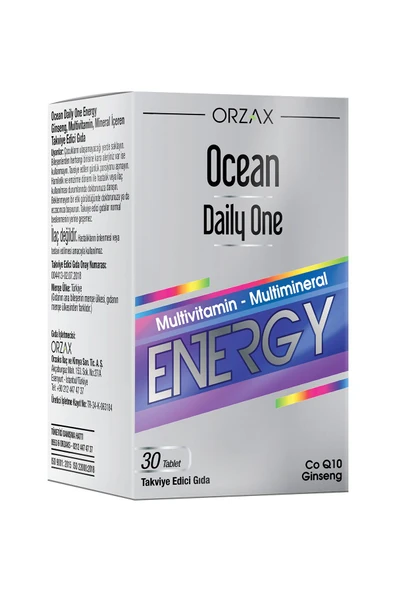 OCEAN Orzax Daily One Energy Ginseng CoQ10 30 Tablet ürün görseli 1