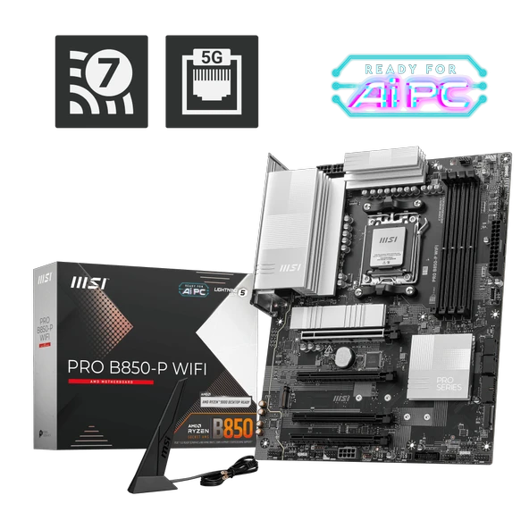 MSI PRO B850-P WIFI AM5 DDR5 8200MHZ(OC) HDMI 3x M.2 USB 10Gbs 5G LAN WI-FI 7 ATX ürün görseli 1