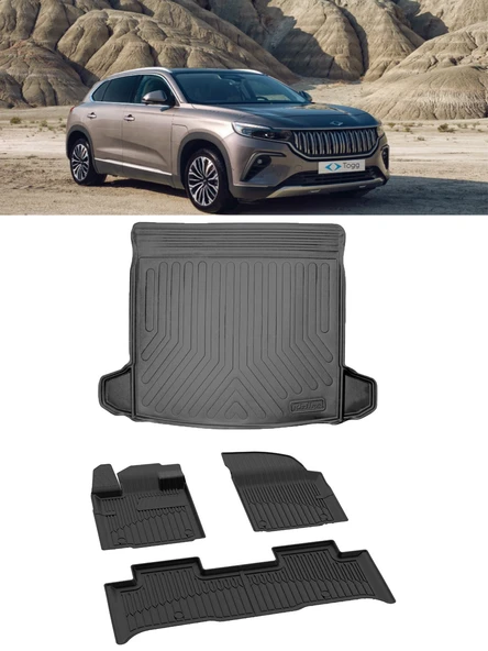Sahler Togg T10X 2023 ve Sonrası 4.5D Premıum Paspas 3D Rizline Bagaj Havuzu Set ürün görseli 1