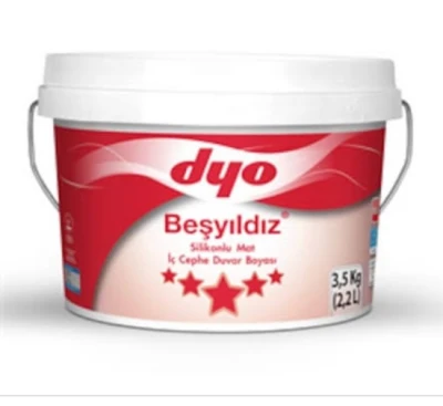 DYO BEŞYILDIZ 2.2 LT SİLİKONLU MAT İÇ CEPHE BOYASI BEYAZ ürün görseli 1