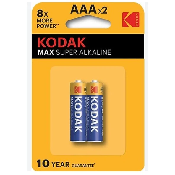 KODAK MAX SUPER ALKALİNE  AAAX2 LR03 1,5X2Lİ İNCE KALEM PİL ürün görseli 1
