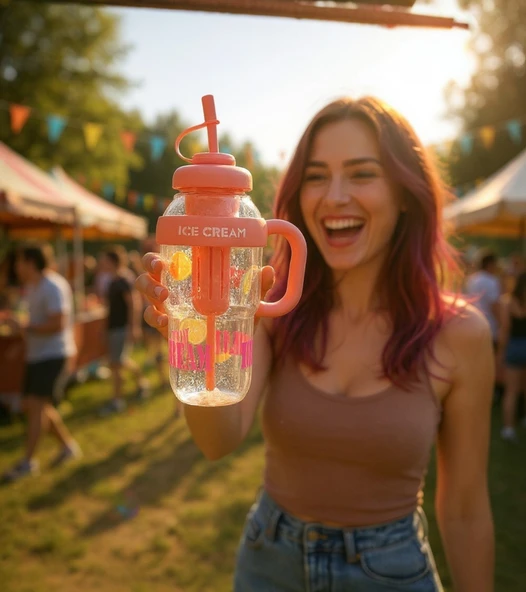 1300 ml Kulplu Suluk Matara Detox ve Soğuk İçecek Şişesi Pipetli Suluk Taşınabilir BPA içermez ürün görseli 1