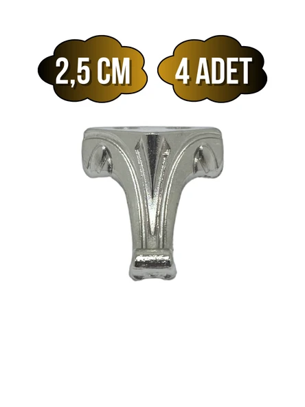 Moda Metal Ayak Çeyiz ve Hediye Kutusu Mobilya Ayağı(GÜMÜŞ) Gümüş 2.5cm 2.5cm - 4 ADET ürün görseli 1