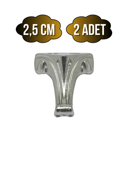 Moda Metal Ayak Çeyiz ve Hediye Kutusu Mobilya Ayağı(GÜMÜŞ) Gümüş 2.5cm 2.5cm - 2 ADET ürün görseli 1