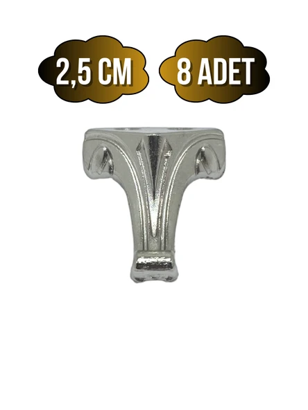 Moda Metal Ayak Çeyiz ve Hediye Kutusu Mobilya Ayağı(GÜMÜŞ) Gümüş 2.5cm 2.5cm - 8 ADET ürün görseli 1