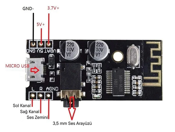 MH-MX8 Kablosuz Ses Alıcı Modülü Audio Wireless Bluetooth Module - Resim 3