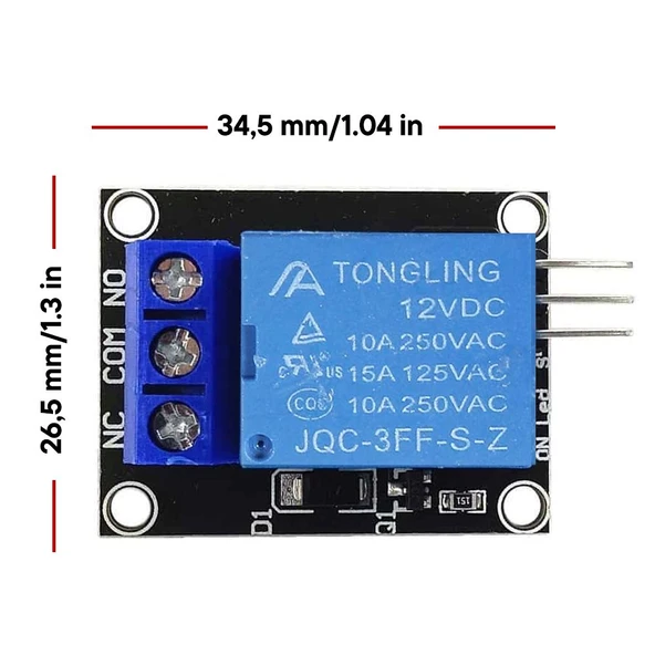 12V Röle Modülü KY-019 1-way - Resim 4
