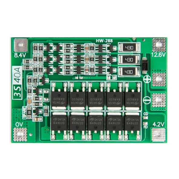 3 strings 11.1V 12.6V 18650 Lityum Batarya Koruma Devresi ürün görseli 1