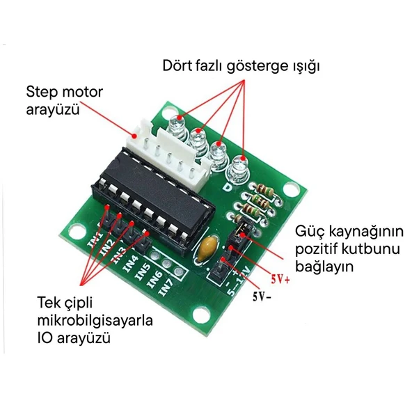 ULN2003 Step Motor Driver Sürücü Modül - Resim 3