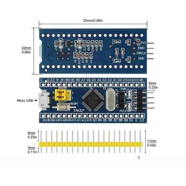 STM32F103C8T6 System Board Microcontroller Core Board STM32 MICRO TYPE-C Arayüz - Resim 4