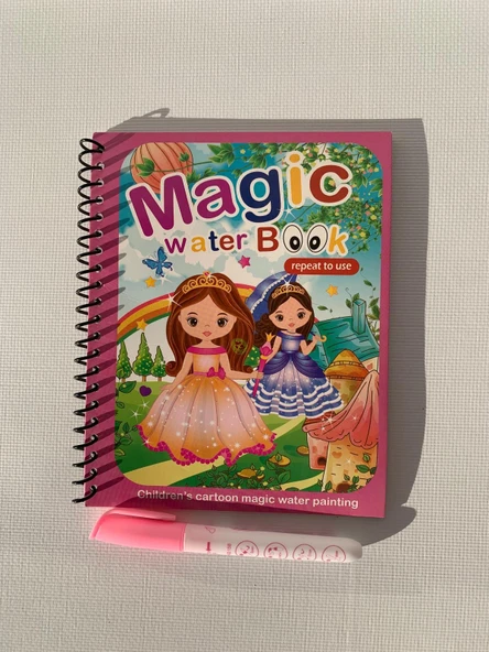 Prenses Magic Book Eğitici İngilizce Sihirli Boyama Kitabı Su Kalemi Water Painting Fun4u Pembe ürün görseli 1