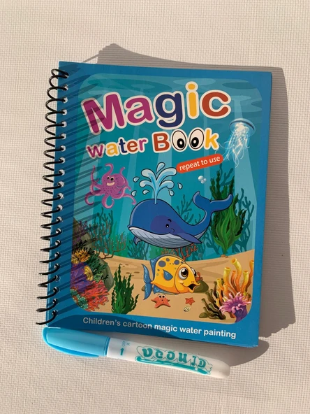 SUALTI OKYANUS Magic Book Eğitici İngilizce Sihirli Boyama Kitap Su Kalemi Water Painting Fun4u Mavi ürün görseli 1