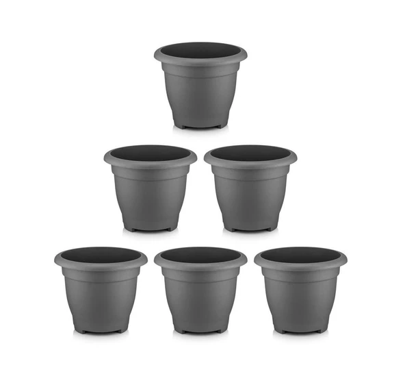 Omnipazar SO-VHS5 Dekoratif Vaha Saksı İç ve Dış Mekan 14 lt Antrasit 6 Adet ürün görseli 1