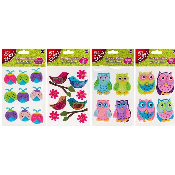 Bu-Bu Sticker 3D Keçe Büyük 24 Lü BUBU-STS008 ürün görseli 1
