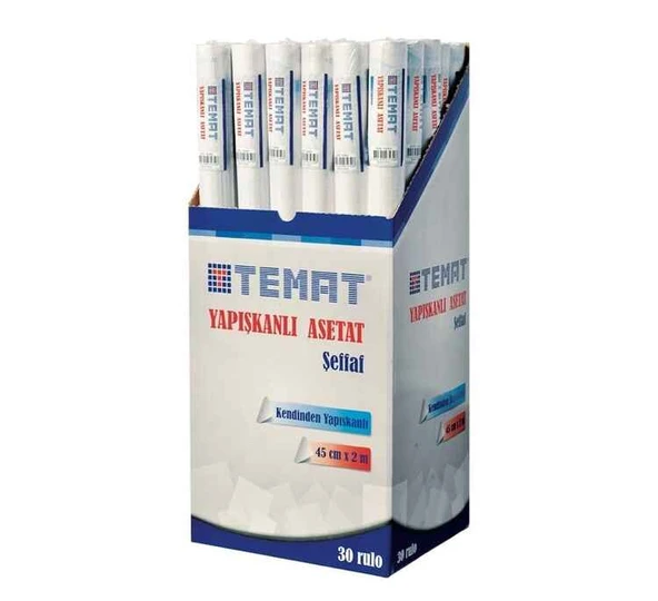 Temat Asetat Yapışkanlı Rulo 45 Cm x 2 M Beyaz 409511 ürün görseli 1