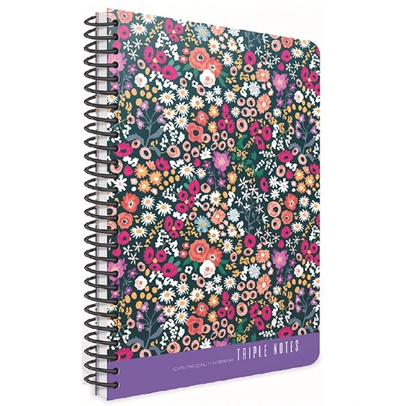 Gıpta Trıple Notes Spiralli Sert Kapak Defter 17x24 80 YP Çizgili ürün görseli 1