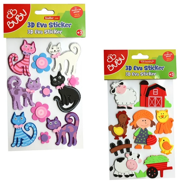 Bu-Bu 3D Eva Sticker Hayvanlar 24 Lü BUBU-STS040 ürün görseli 1