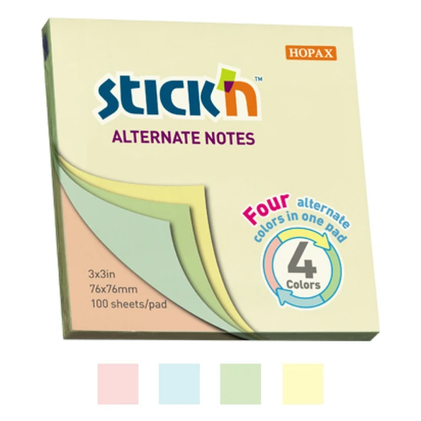 Gıpta Stickn Yapışkanlı Not Kağıdı Pastel 4 Renk 76x76 100 YP 21821 ürün görseli 1