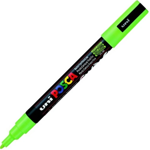 Uni-Ball Posca 0.9-1.3 Su Bazlı Poster Markörü Elma Yeşili PC-3M ürün görseli 1
