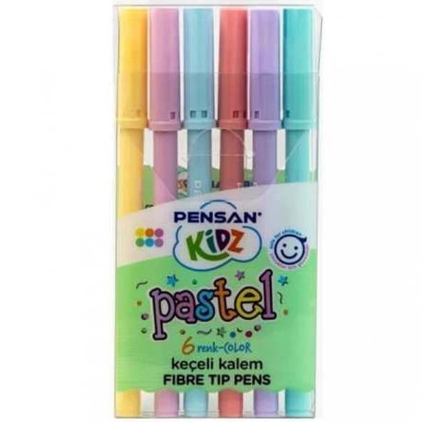 Pensan Kidz Keçeli Kalem 6 Renk Pastel 24 LÜ ürün görseli 1