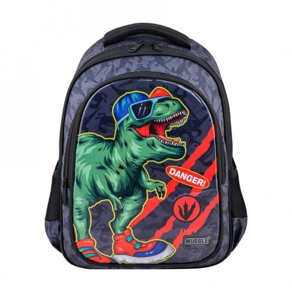 Muggle Okul Çantası Danger Dino Siyah Mu-9222 ürün görseli 1