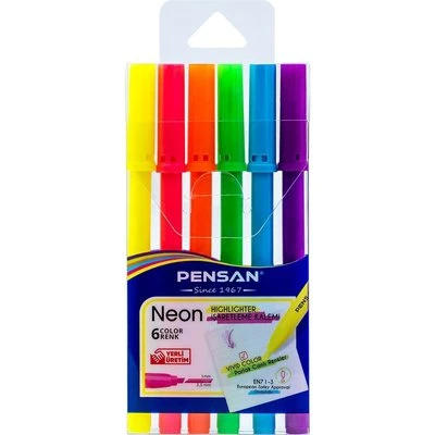 Pensan Keçeli Kalem 6 Renk Neon Kesik Uç 99095 ürün görseli 1