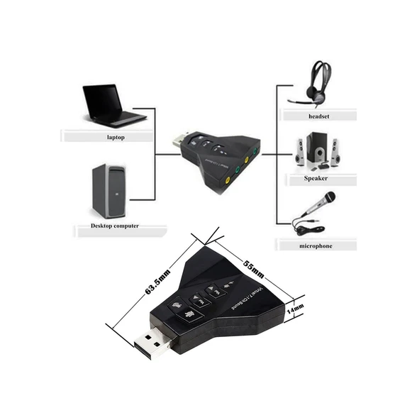 Wozlo 7.1 Virtual Sound 3D Usb Ses Kartı - Resim 2