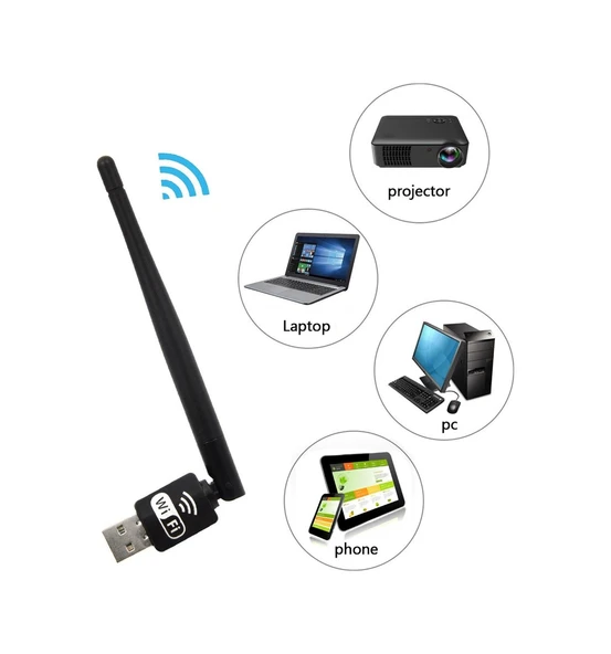3 Dbi Wireless Antenli Adaptör Kablosuz USB Wi-Fi Alıcı ürün görseli 1