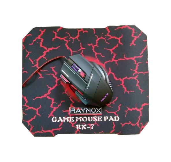 Raynox RX-7 Kablolu Oyuncu Mouse + Mouse Pad Siyah ürün görseli 1
