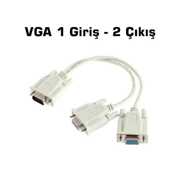 Vga To 2 Vga 25 Cm Kablo-Lale Vga Kablo Vga Çoklayici 2Li Y Kablo ürün görseli 1